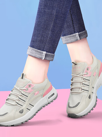 意尔康经典白色老爹鞋女新款夏季女鞋网面透气小白鞋轻便厚底休闲运动