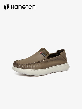 欢腾(hang ten)真皮休闲鞋男春夏新款百搭复古老爹鞋男软底轻便套脚男