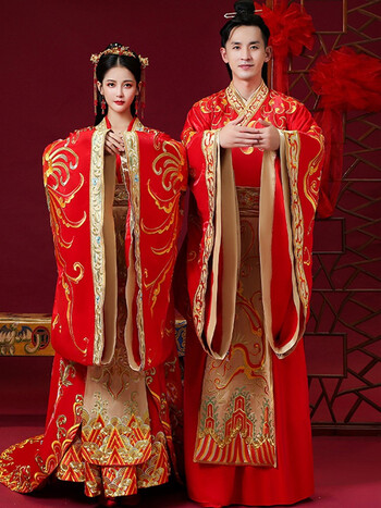 结婚礼服中式婚纱凤冠霞帔古装嫁衣婚礼服秀禾服 龙凤情缘女(仅女装)