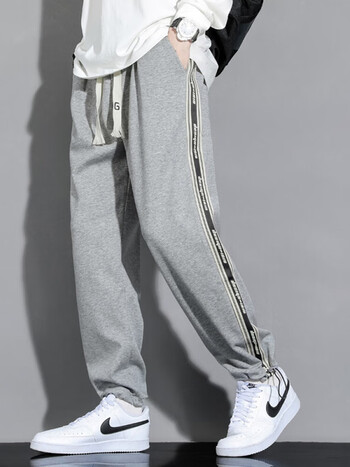 衣裤官方旗舰店裤子男士休闲裤秋季高街百搭宽松直筒阔腿运动长浅灰xl
