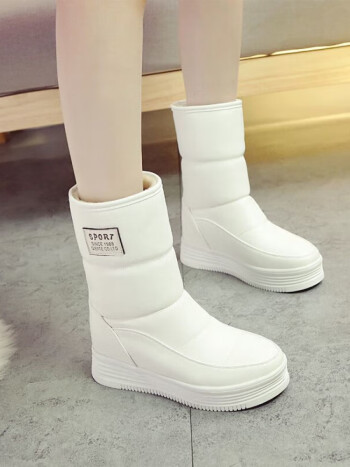 学生2023冬季厚底加绒厚防冻高颜值北方靴子潮602白色雪地棉特厚绒