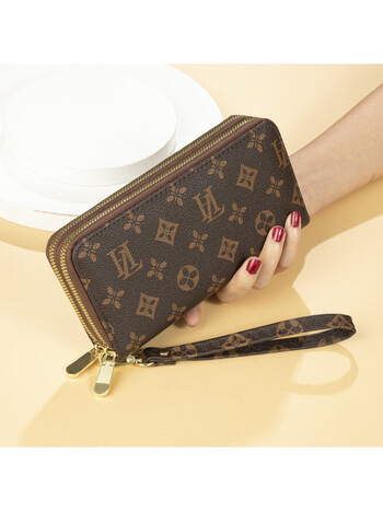 包老花手机包深卡其布色>酷奇袋鼠女士长款钱包2021新款欧美时尚印花