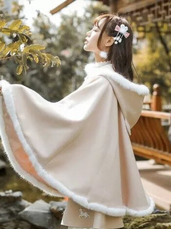 传祺威登春秋胖mm300斤特大码改良汉服汉元素lolita连帽披风斗篷图片