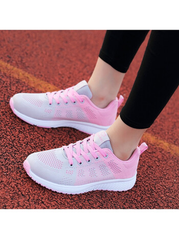 女士运动鞋女春夏季透气网面跑步鞋子韩版舒适软底健步鞋女休闲鞋女灰