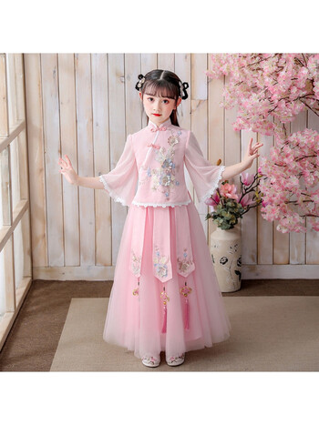 适合212岁小孩子穿的儿童汉服女童仙女裙仙气古装公主裙秋装秋季两件