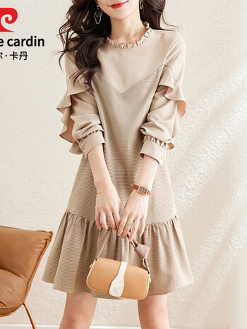 皮尔卡丹pierrecardin法式连衣裙女小个子春季2023年新款韩系收腰显瘦