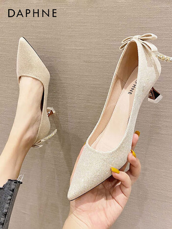 达芙妮daphne怦然心动法式高跟鞋仙女婚鞋小清新细跟尖头浅口单鞋浅