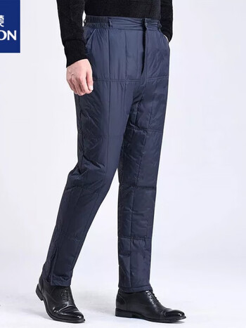 on)男士羽绒裤男内穿加厚高腰中老年保暖外穿爷爷宽松爸爸老人棉裤冬