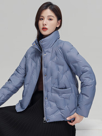 羽绒服女冬季短款立领宽松面包服时尚简约百搭防寒保暖 s1220041 蓝