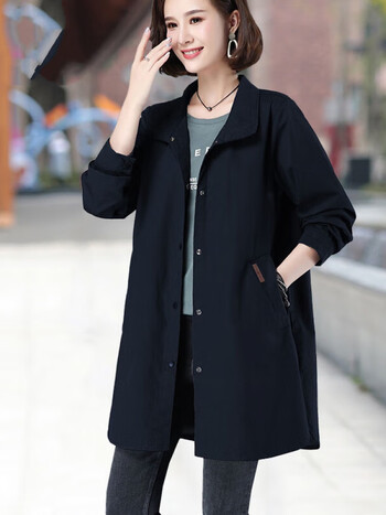 格斯邈妈妈春秋款高档洋气风衣外套2023新款今年流行的中长款女春秋大