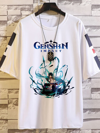致臻男神短袖原神t恤男二次元游戏动漫周边学生宽松印象枫原万叶衣服