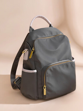 恒源祥hengyuanxiang时尚撞色津布双肩包女日韩轻便防水通勤尼龙背包