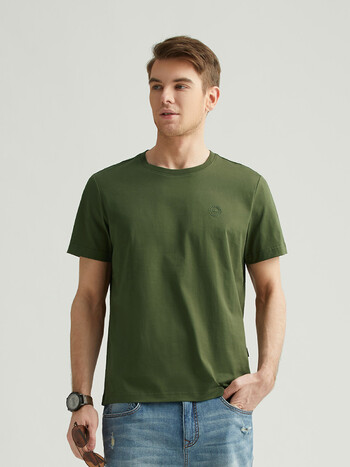 短袖t恤男2022夏季青年时尚圆领简约舒肤短袖上衣 p222mkt229 军绿 l