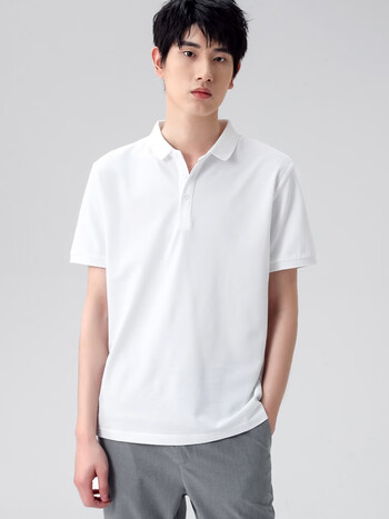 2022年新款夏季polo衫男短袖珠地棉商务纯色薄款透气上衣服潮流白色m
