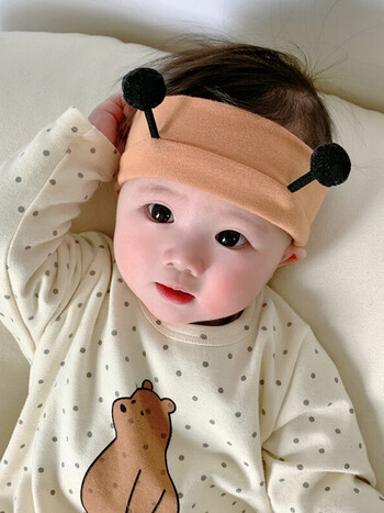 护卤门超萌可爱男女宝宝春秋头饰周岁儿童发饰咖啡色适合02岁头围3846