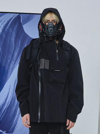 enshadower隐蔽者国潮套头异质口袋男机能风连帽夹克上衣秋黑色l