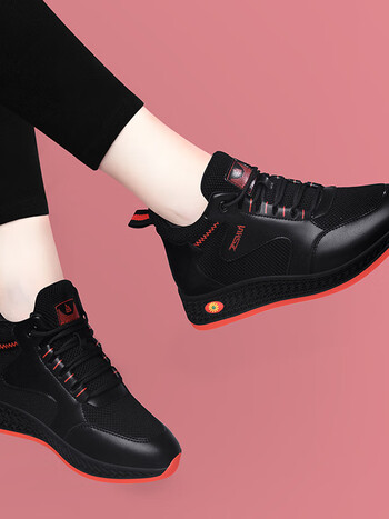 意尔康潮牌女鞋子新款春秋季轻便软底黑色妈妈跑步休闲旅游鞋运动鞋春