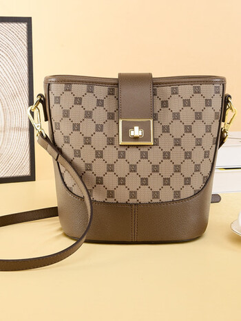 lemon koko女包水桶包夏季新款大容量斜挎包简约百搭女士包包印花通勤