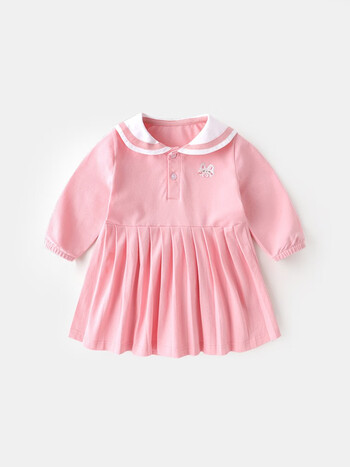 嘟嘟家女宝宝粉色连衣裙春秋女童裙子可爱衣服儿童春装潮粉色80cm