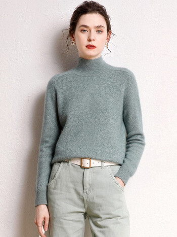 鄂尔多斯羊绒世家官方店旗舰2023年秋冬季半高领羊绒衫女100纯羊绒