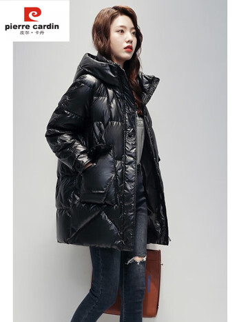 皮尔卡丹pierrecardin反季衣高端免洗羽绒服女白鸭绒小个中长款气质