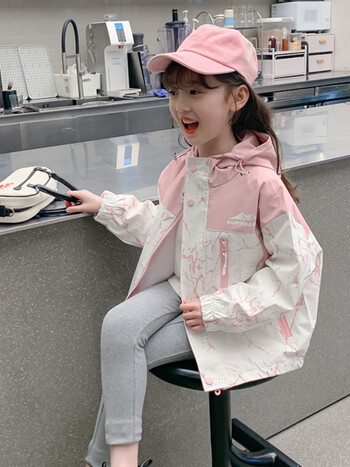 巴莱恩娜女童外套春秋款2024新款儿童洋气春装夹克上衣女孩运动网红