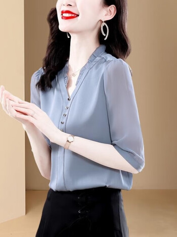 服饰内衣>女装>衬衫>恒源祥>恒源祥真丝女装夏衬衫衬衣桑蚕丝上衣2024