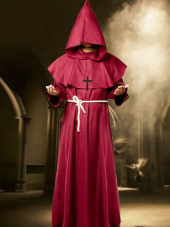 爵思朗中世纪僧侣修士袍巫师牧师教父神父cos服装男万圣节斗篷套装