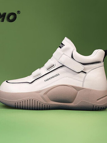 【抖音同款】mo女鞋小白鞋女耐磨软底高帮运动休闲鞋506tyburn 白色