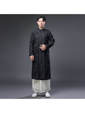 新中式服装男装复古民族风气质潮男中国立领盘扣民国风长衫长袍大褂
