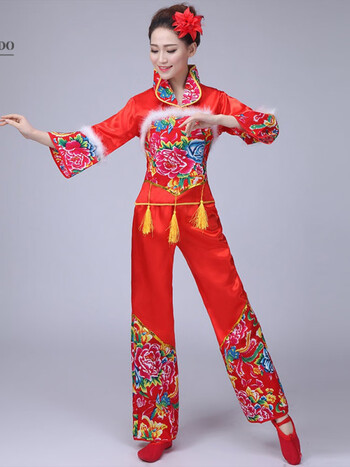 folomodo 传统安塞腰鼓服装陕北民族风陕西男女成人服秧歌服阿宝打鼓