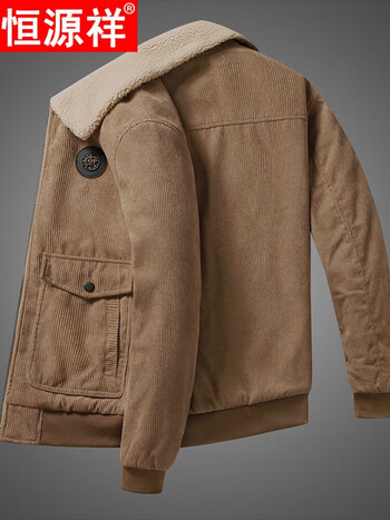 恒源祥灯芯绒棉衣男秋冬季加绒加厚宽松棉服潮流保暖夹克棉袄羊羔绒