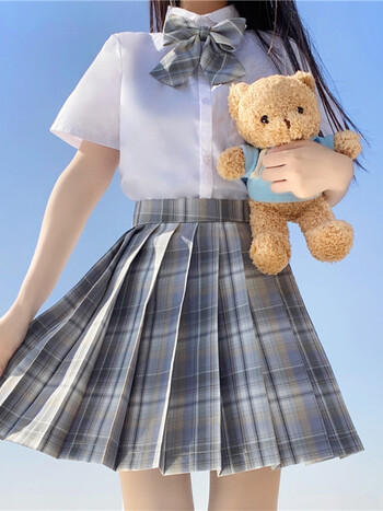麦士惠白皇后jk制服格裙女日系学院风百褶裙套装高腰夏季半身裙基础款