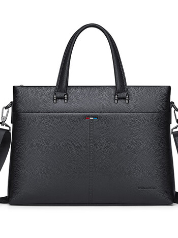 williampolo保罗男士公文包男款商务真皮休闲文件电脑包单肩斜挎包