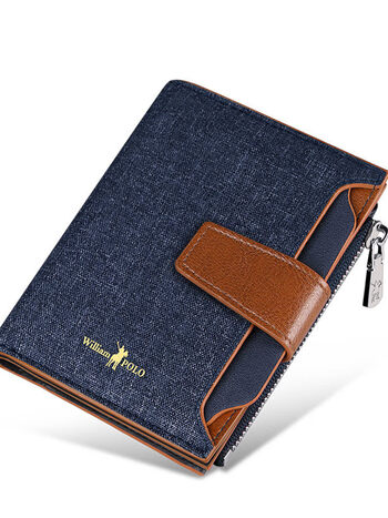 英皇保罗(williampolo) 防盗刷男士钱包短款多功能帆布钱夹多功能银行