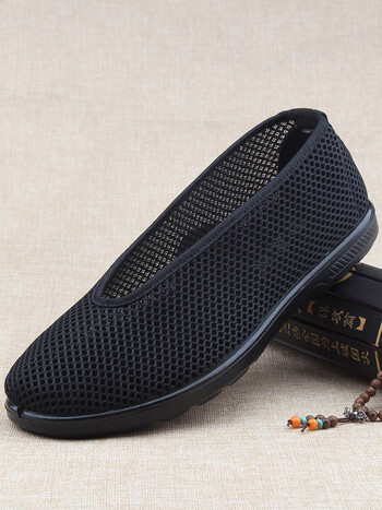 中国风老北京布鞋男网鞋圆口传统老头鞋透气网面爷爷洒鞋道士僧鞋 hc