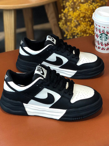 nike耐克aj女鞋厚底春秋新款ins潮显脚小真皮板鞋运动休闲黑白熊猫