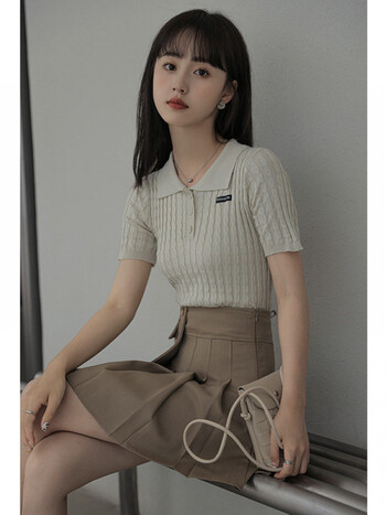 高品质麦寻女装撤柜剪标自営夏天穿的麻花短袖针织polo衫女2022年夏季