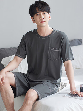 恒源祥睡衣男士夏季莫代尔棉绸短袖短裤男款夏天薄款冰丝夏款休闲家居