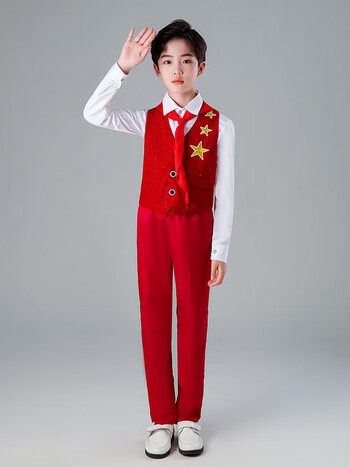 蓝熙祺嫚儿童红歌朗诵比赛合唱服中小学生钢琴演奏童心向党歌咏主持人