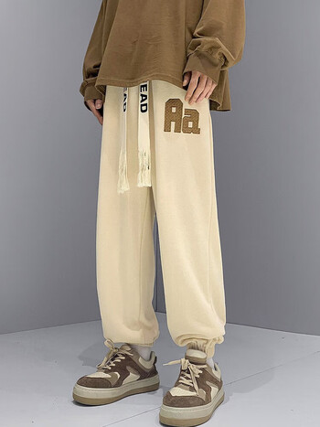 灏天铭匠休闲裤男子士秋季宽松潮流美式高街字母运动卫长束脚裤男xmf