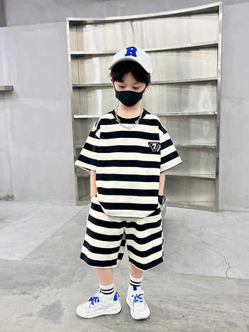母婴>童装>儿童套装>颜寒墨>颜寒墨男童夏天套装2024新款痞帅洋气儿童
