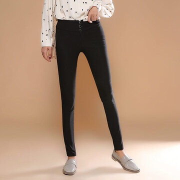 京东商城 城加cityplus 2018秋季新款女士弹力大码高腰小脚九分长裤子