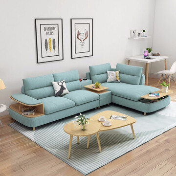 【京东商城】 a家 布艺沙发小户型三人经济型客厅出租房转角组合北欧