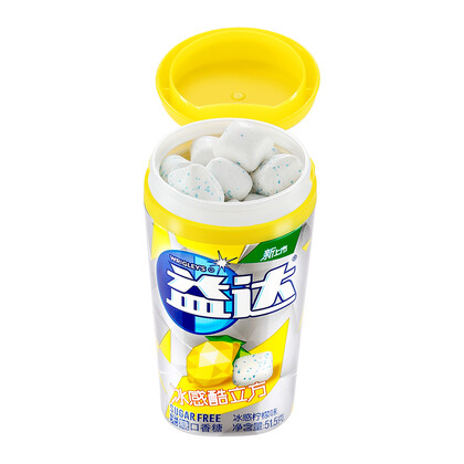 益达冰感酷立方无糖口香糖柠檬味23粒515g单瓶装