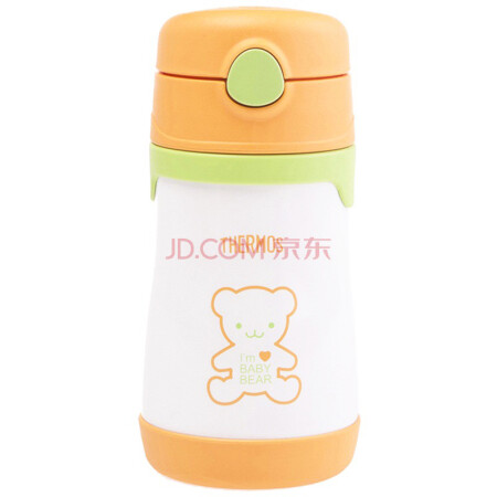 Thermos膳魔师 儿童不锈钢保温吸管杯小熊水杯300ml...