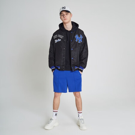 美职棒外套字母logo标刺绣棒球服外套夹克男女款 黑色/50l 90