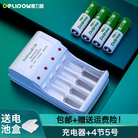 德力普（Delipow）充电电池 5号7号电池配充电器套装五...