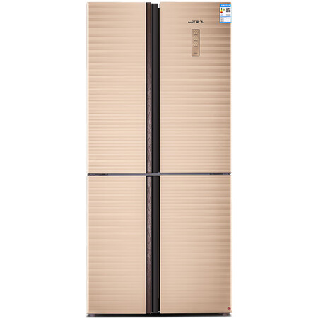 新飞(frestec)501升 变频节能 风冷无霜 波光纹玻璃金 十字对开门冰箱