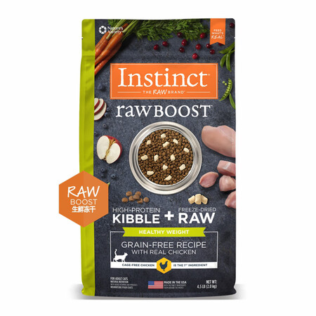 INSTINCT天然百利猫粮进口生鲜冻干低卡减重控体健美成猫...